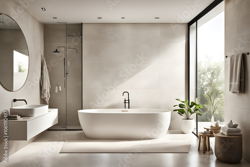 Modern and calming shower room or home bathroom