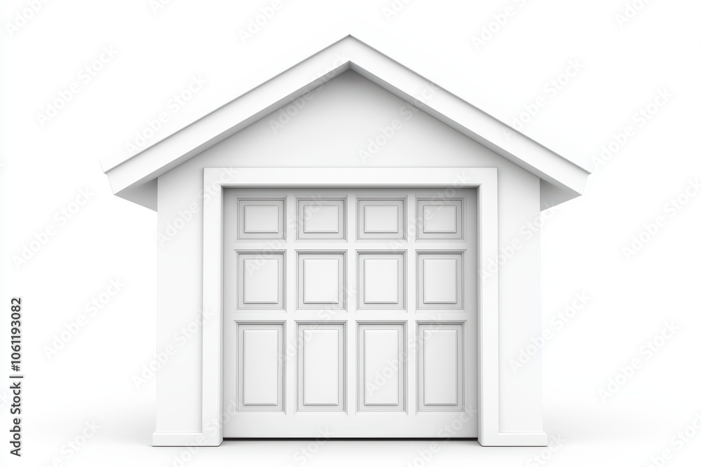 Simple white house with garage door on a white isolated background. Simple white house with garage door on a white isolated background.