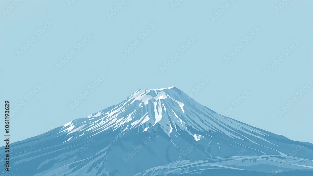 Generative AI, Minimalist Mountain Landscape with Soft Pastel Blue Background Generative AI, Minimalist Mountain Landscape with Soft Pastel Blue Background