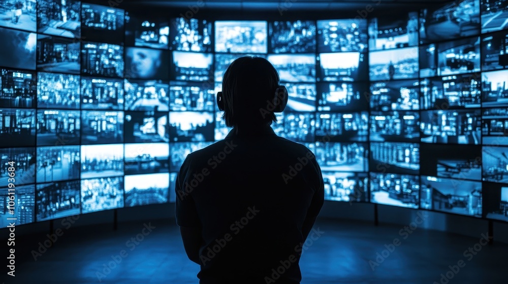 Immersed in the Digital Realm: A Silhouette in the Grid of Technology Immersed in the Digital Realm: A Silhouette in the Grid of Technology