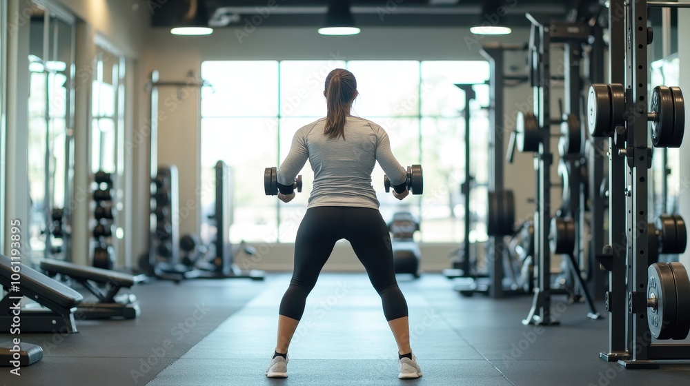 Fitness Enthusiast Lifting Weights in Modern Gym Fitness Enthusiast Lifting Weights in Modern Gym