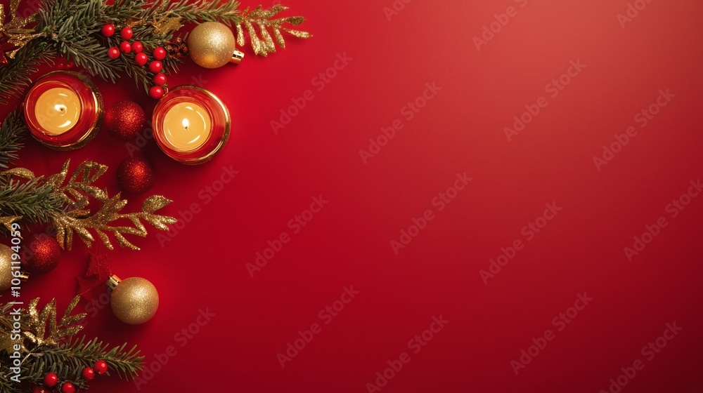 Festive Christmas Table Setting with Gold Accents and Elegant Decor, Copy Space for Greetings and Messages Festive Christmas Table Setting with Gold Accents and Elegant Decor, Copy Space for Greetings and Messages