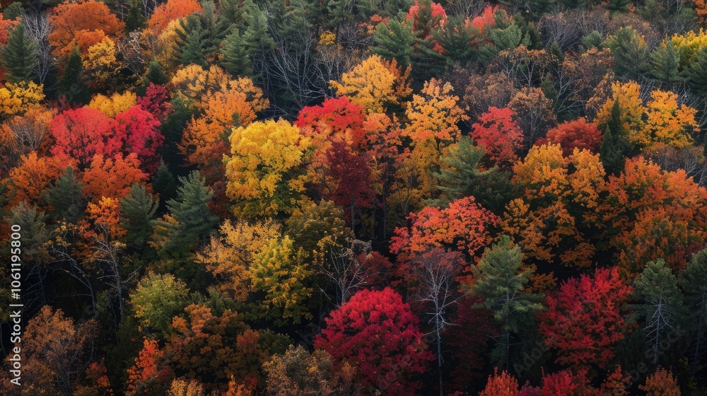Fall tree line captured from above Fall tree line captured from above