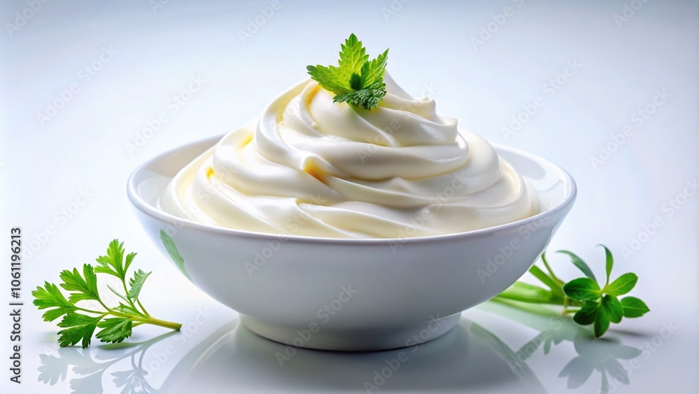 Fresh Sour Cream in a Bowl Isolated on White Background for Culinary and Food Photography, Perfect for Recipes and Food Blogs, Creamy Texture, Dairy Products, Gourmet Cooking Fresh Sour Cream in a Bowl Isolated on White Background for Culinary and Food Photography, Perfect for Recipes and Food Blogs, Creamy Texture, Dairy Products, Gourmet Cooking