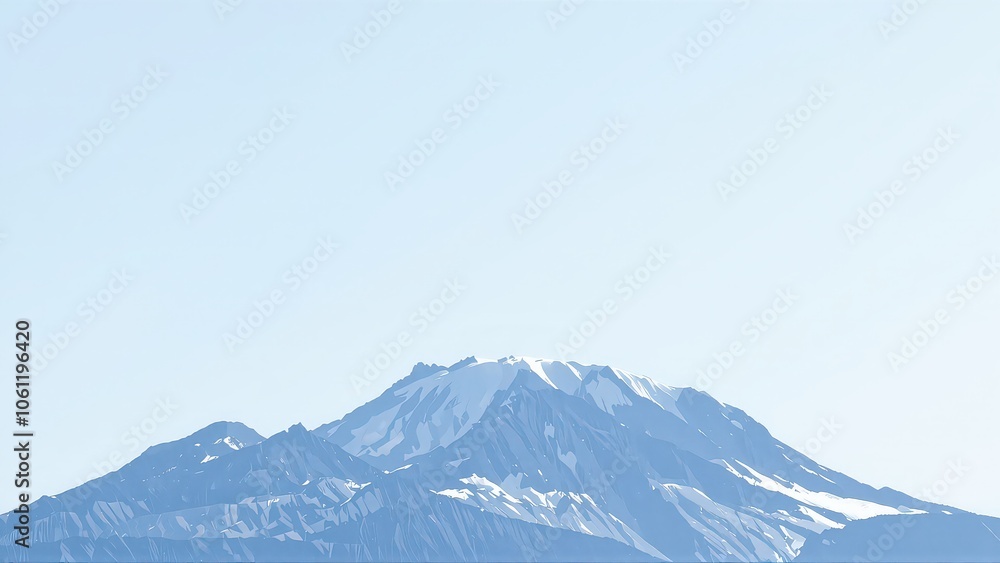 Generative AI, Minimalist Mountain Landscape with Soft Pastel Blue Background Generative AI, Minimalist Mountain Landscape with Soft Pastel Blue Background
