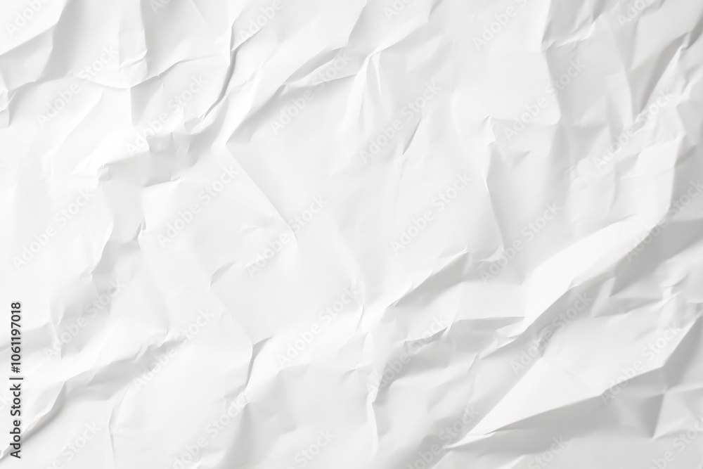 Close-up of a white crumpled paper texture featuring detailed wrinkles and creases, ideal for backgrounds, design elements, or textured overlays in digital art and graphic design. Close-up of a white crumpled paper texture featuring detailed wrinkles and creases, ideal for backgrounds, design elements, or textured overlays in digital art and graphic design.