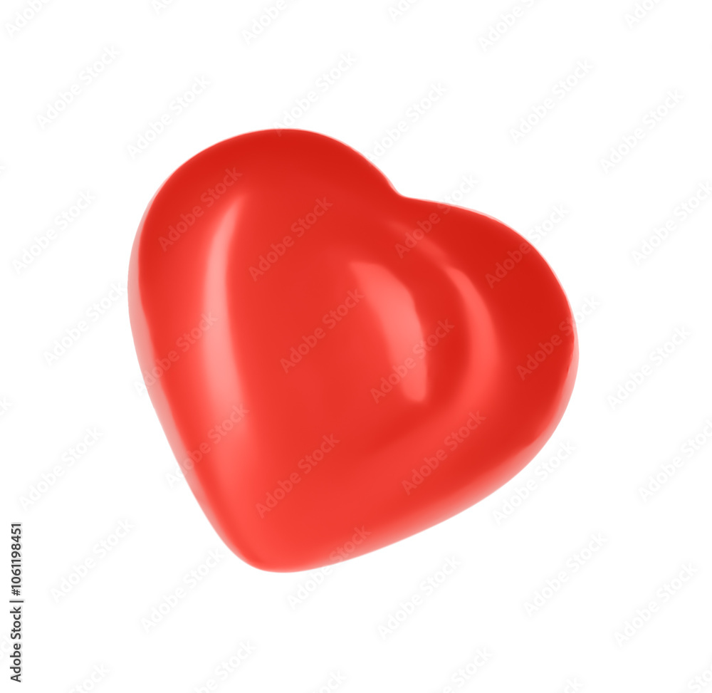 One red decorative heart isolated on white