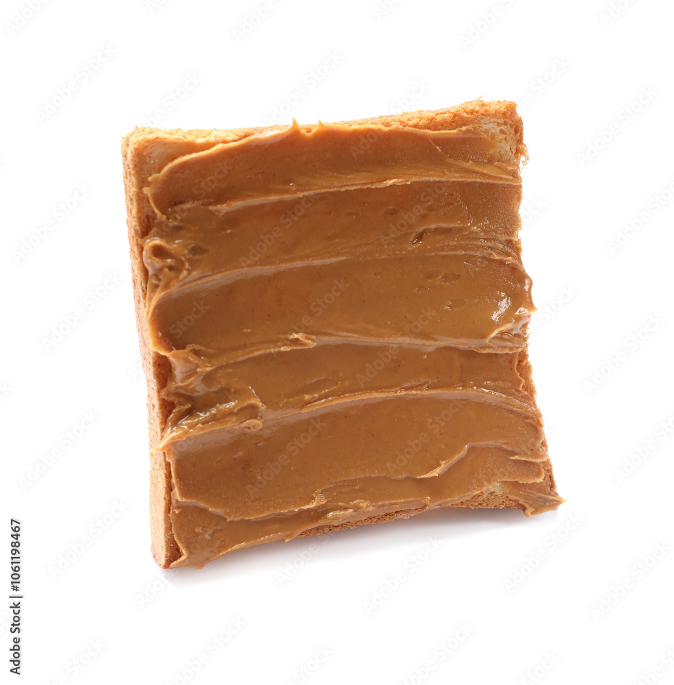 Tasty sandwich with peanut butter isolated on white Tasty sandwich with peanut butter isolated on white