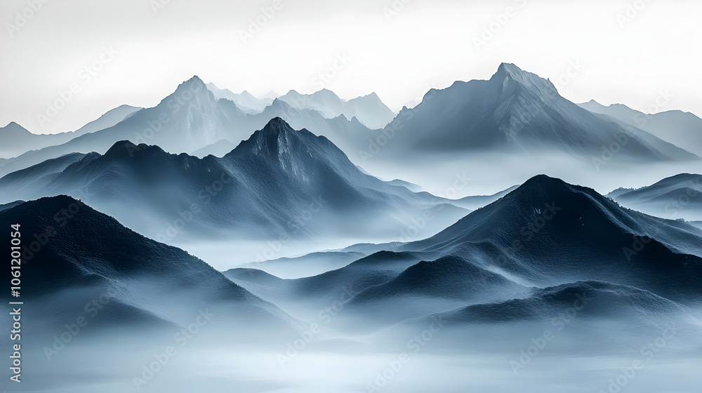 Misty Mountain Landscape Illustration Misty Mountain Landscape Illustration