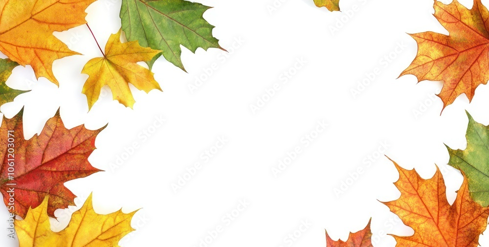 Colorful autumn leaves arranged around a blank space for text or design. Colorful autumn leaves arranged around a blank space for text or design.