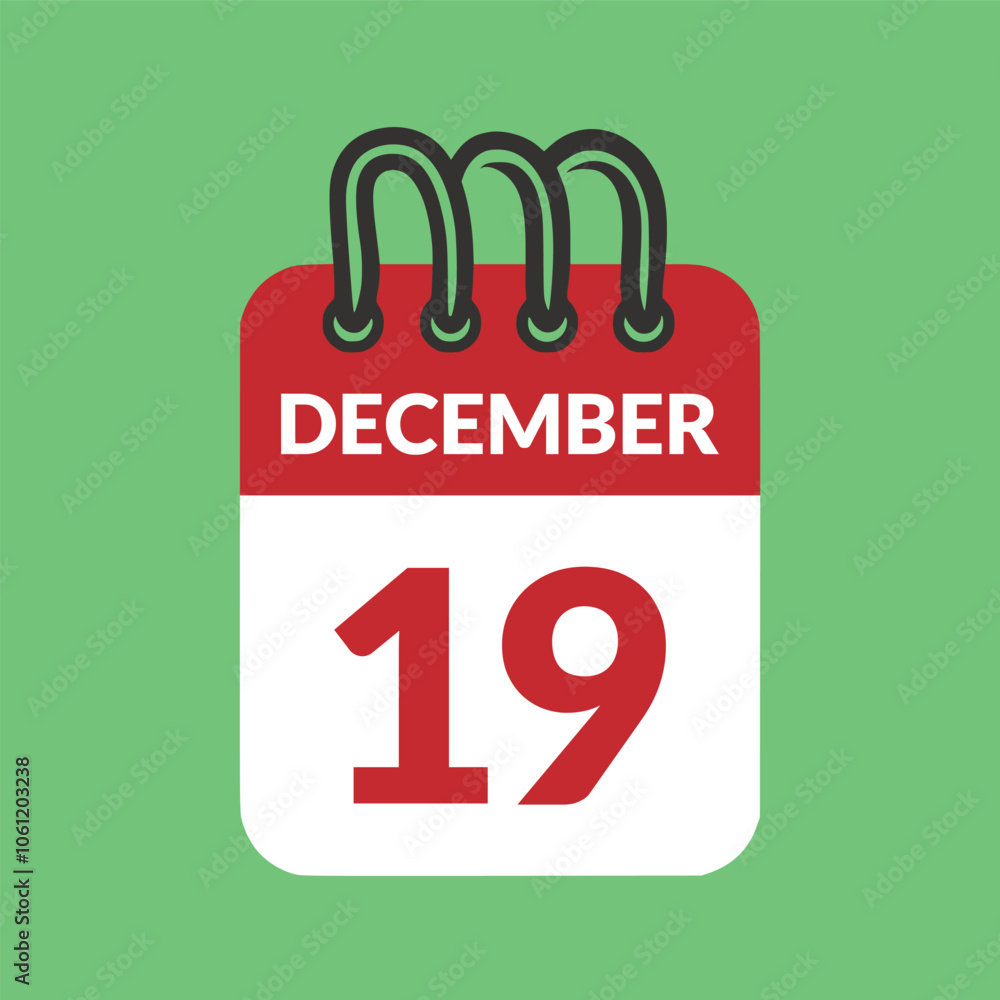December 19 Calendar icon vector illustration. December 19 Calendar icon vector illustration.