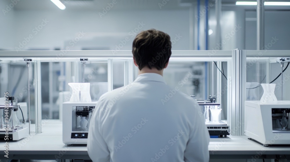 Scientist Observing Experiments in a Modern Laboratory Scientist Observing Experiments in a Modern Laboratory