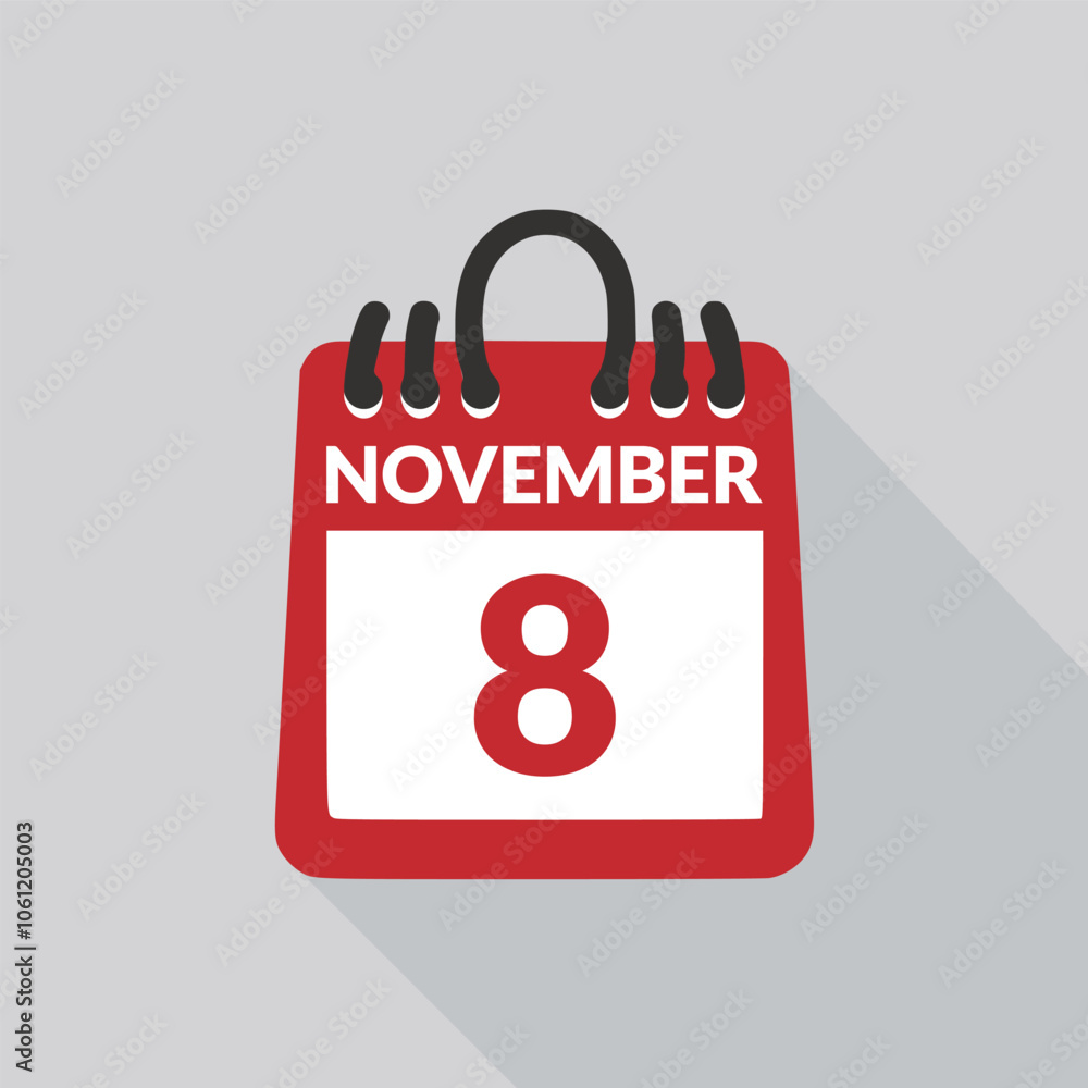 November 8 Calendar icon vector illustration. November 8 Calendar icon vector illustration.