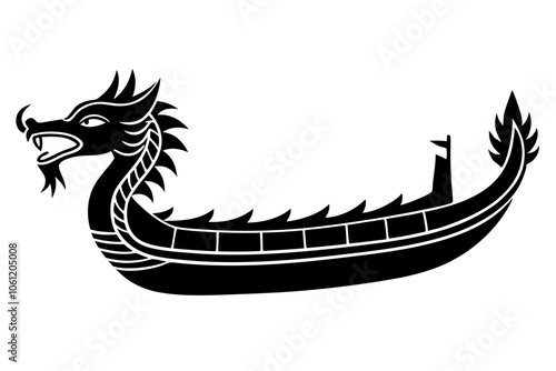 A powerful silhouette of a dragon boat illustration