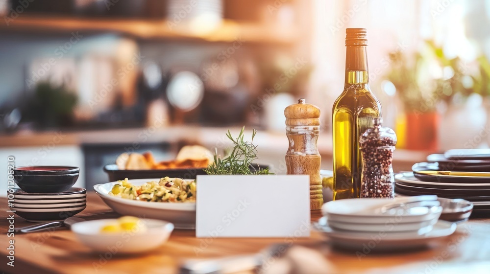 A beautifully arranged dining table with food, utensils, and condiments. A beautifully arranged dining table with food, utensils, and condiments.