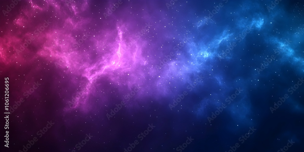Naklejka premium A breathtaking cosmic scene showcases vibrant shades of pink and blue swirling through a starry sky. The dynamic colors create a mesmerizing galactic atmosphere.
