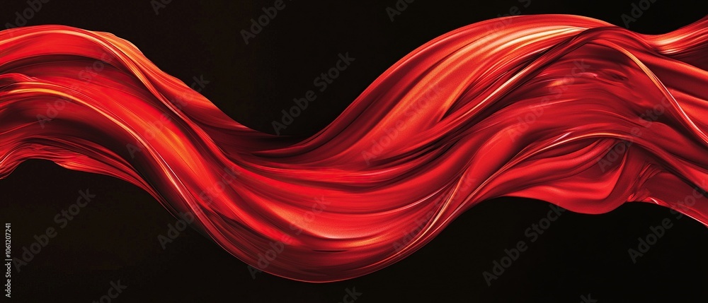 A bold curving red wave flowing with fiery tones in dynamic abstract style A bold curving red wave flowing with fiery tones in dynamic abstract style