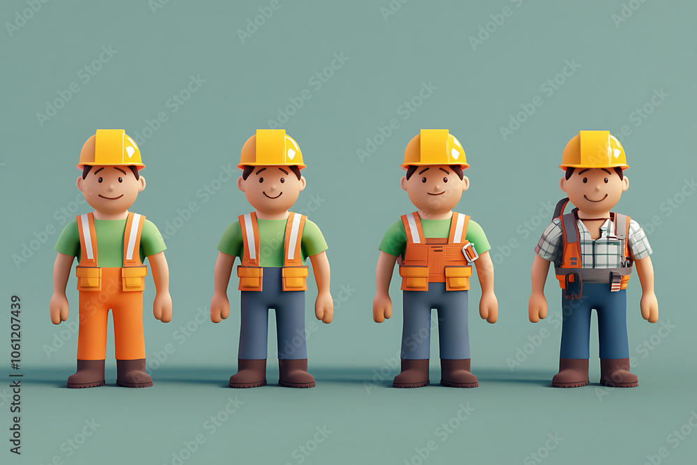 worker 3d render icons worker 3d render icons