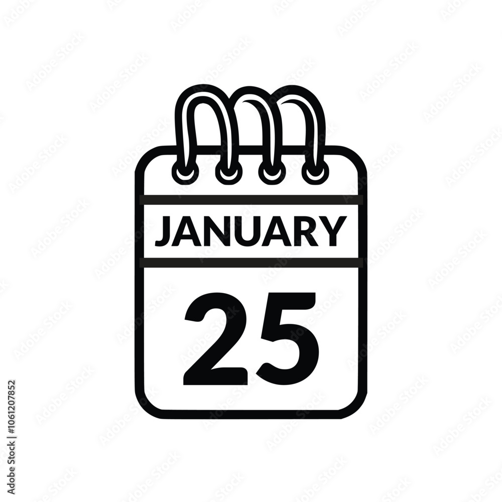 January 25 Calendar icon vector illustration.