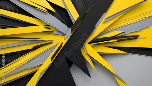 Wallpaper Mural Energetic abstract background with sharp yellow, black, and gray shapes in a layered, dynamic design, giving a bold, industrial aesthetic. Torontodigital.ca