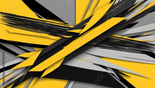 Wallpaper Mural Energetic abstract background with sharp yellow, black, and gray shapes in a layered, dynamic design, giving a bold, industrial aesthetic. Torontodigital.ca