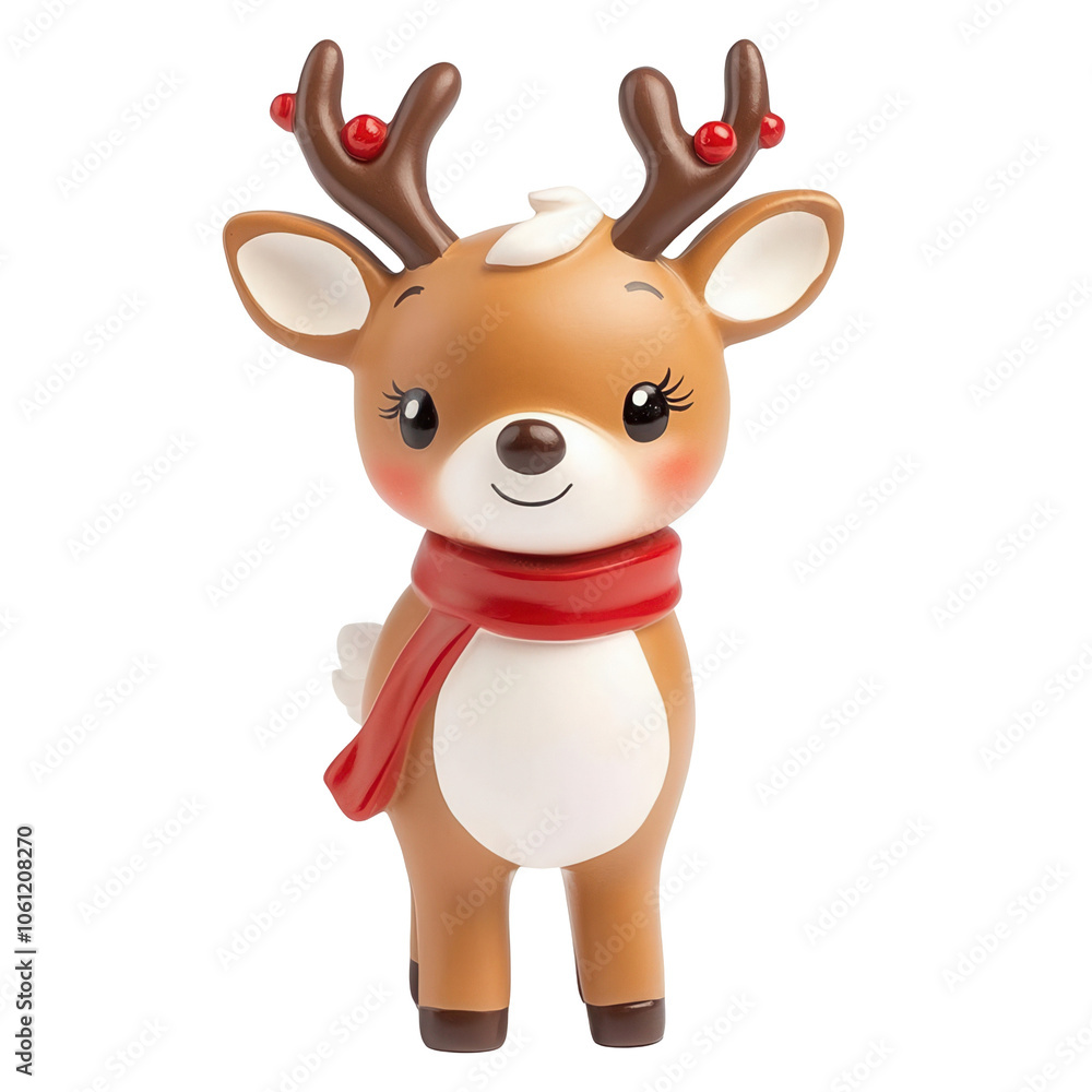 Christmas reindeer figurine, isolated on solid white background, , transparent background Christmas reindeer figurine, isolated on solid white background, , transparent background