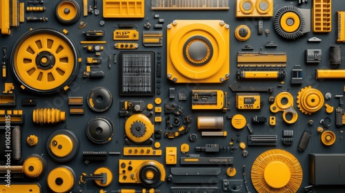 Vibrant Yellow Industrial Design Elements Background