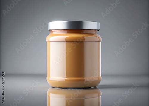 Peanut Butter Jar Mockup - 3D Render with Blank Label