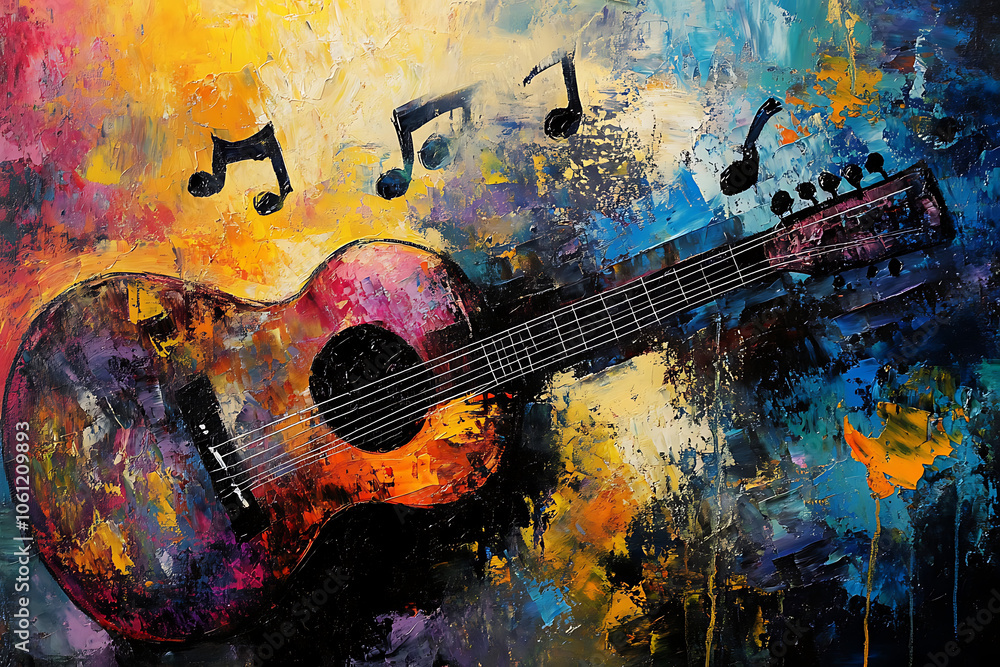Obraz premium World of music. Painting on canvas. Concept background