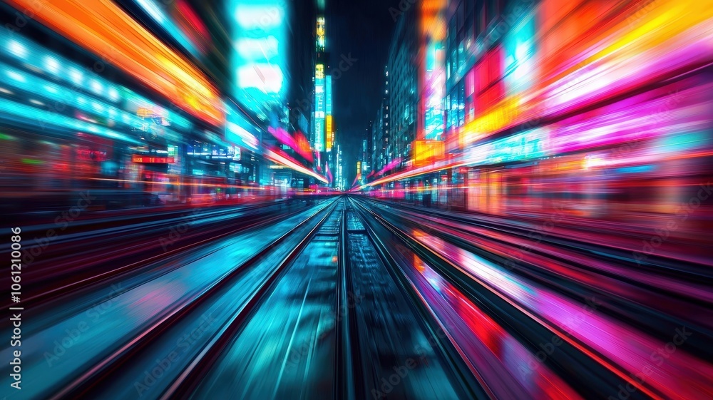 A vibrant, abstract image depicting blurred city lights and railway tracks, suggesting motion and energy in a night urban setting. A vibrant, abstract image depicting blurred city lights and railway tracks, suggesting motion and energy in a night urban setting.