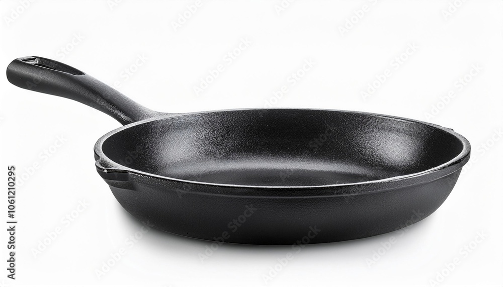 Cast Iron Pan on White Background Isolated. Full Shot of Kitchen Utensils. Cast Iron Pan on White Background Isolated. Full Shot of Kitchen Utensils.