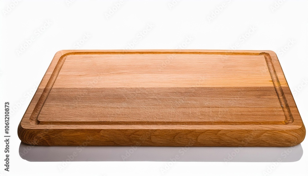 Cutting Board on White Background Isolated. Full Shot of Kitchen Utensils. Cutting Board on White Background Isolated. Full Shot of Kitchen Utensils.