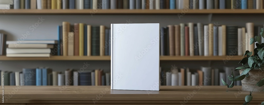 Present Your Design on a Blank Book Cover Mockup Surrounded by Library Books, Perfect for Branding Present Your Design on a Blank Book Cover Mockup Surrounded by Library Books, Perfect for Branding