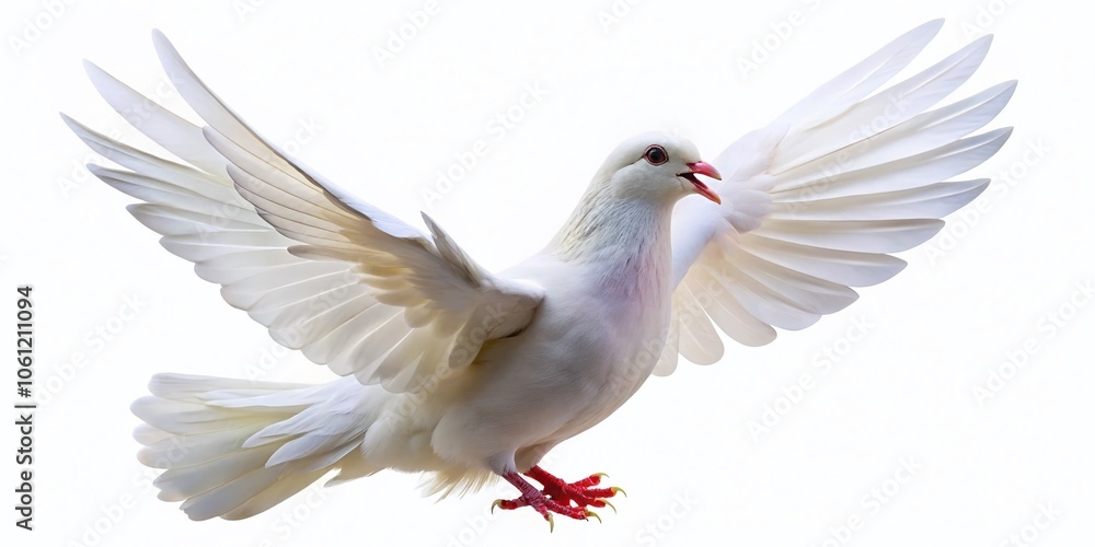 Obraz premium Isolated White Dove Hooting in Action on Transparent Background for Conceptual Photography