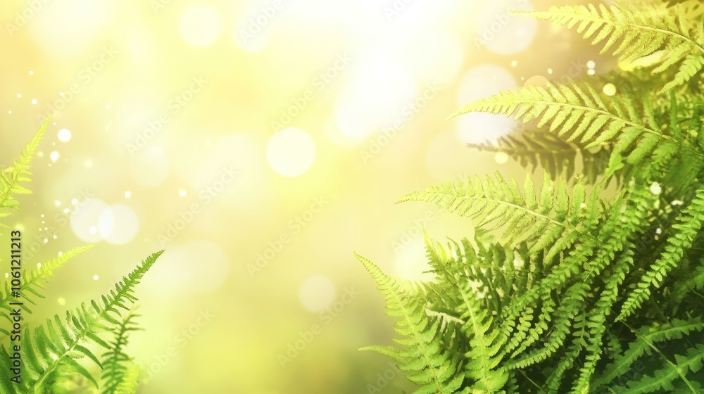 Lush green ferns illuminated by soft, glowing light in a serene natural setting. Lush green ferns illuminated by soft, glowing light in a serene natural setting.