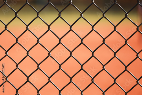 metal baseball softball field fence grid background  photo