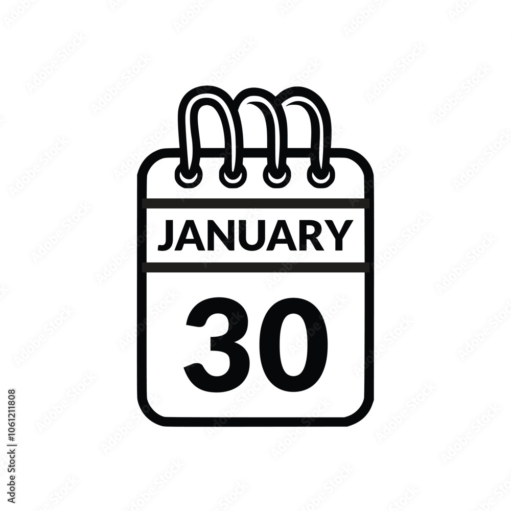 January 30 Calendar icon vector illustration. January 30 Calendar icon vector illustration.