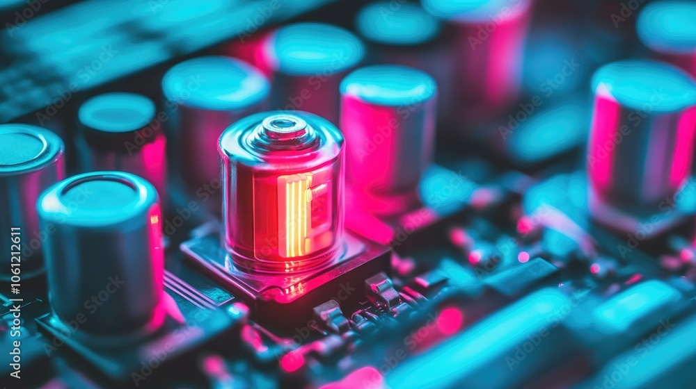 Vibrant Electronic Circuit with Glowing Tube Light Vibrant Electronic Circuit with Glowing Tube Light