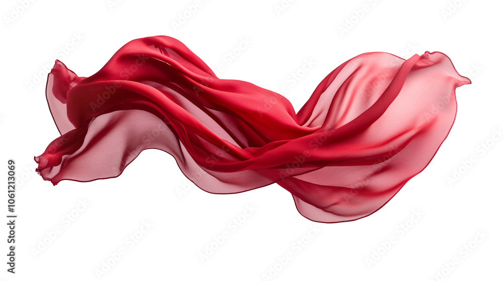 Floating red fabric blowing isolate on a white and transparent background. Floating red fabric blowing isolate on a white and transparent background.