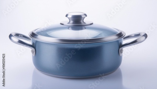 Saucepan on White Background Isolated. Full Shot of Kitchen Utensils.