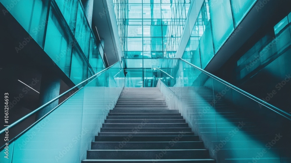 Ascending to the Future: An Architectural Staircase in Aquamarine Hues Ascending to the Future: An Architectural Staircase in Aquamarine Hues