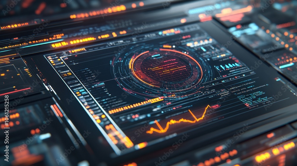 Futuristic Digital Dashboard with Advanced Holographic Interface Futuristic Digital Dashboard with Advanced Holographic Interface