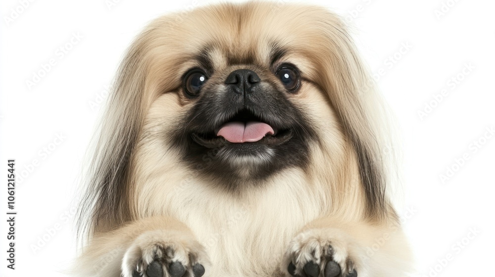 A cheerful Pekingese dog with a playful expression. A cheerful Pekingese dog with a playful expression.
