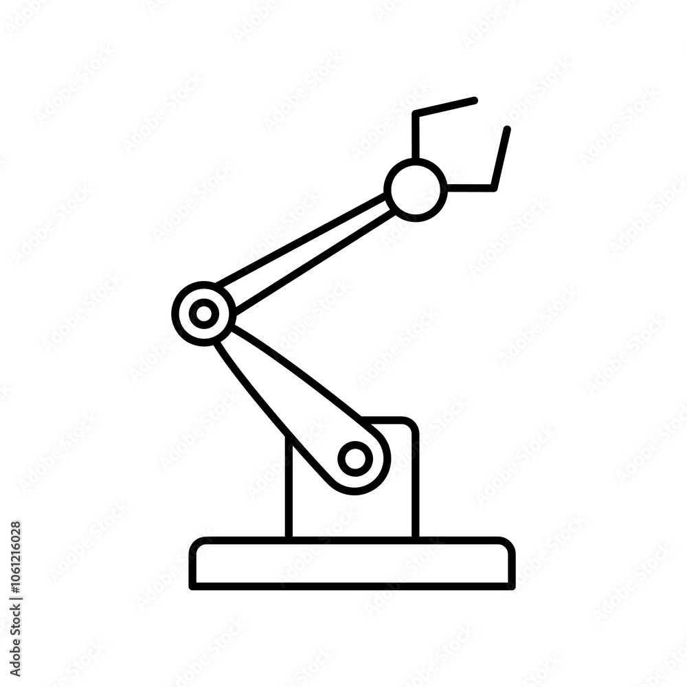 Mechanical arm vector icon. robotic arm icon linear illustration for web and app..eps Mechanical arm vector icon. robotic arm icon linear illustration for web and app..eps
