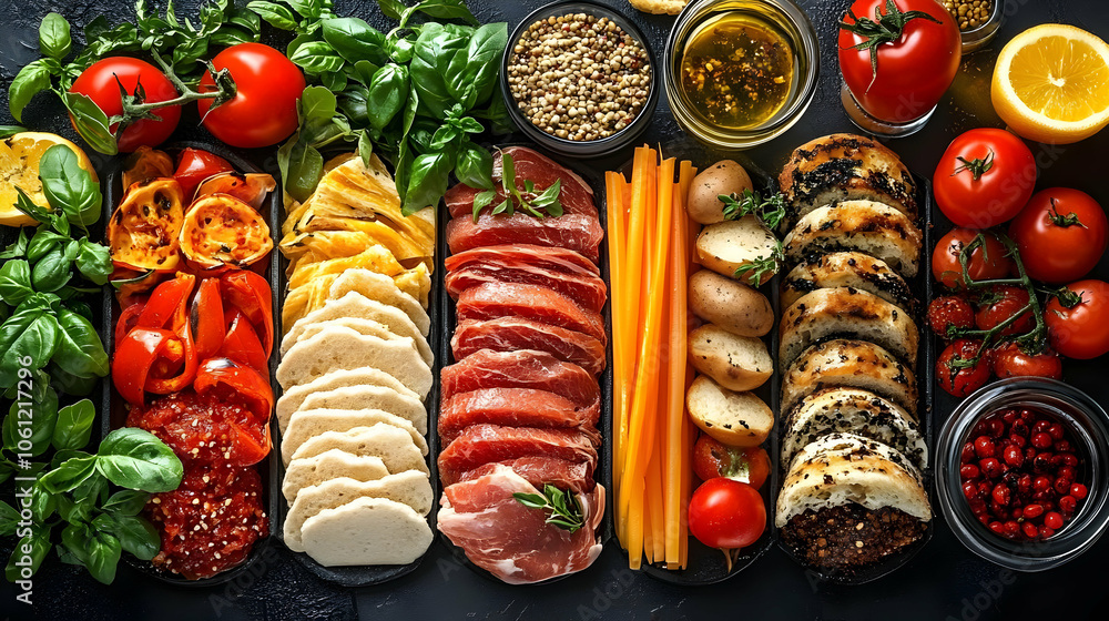 Delicious Appetizer Food Arrangement Illustration Delicious Appetizer Food Arrangement Illustration