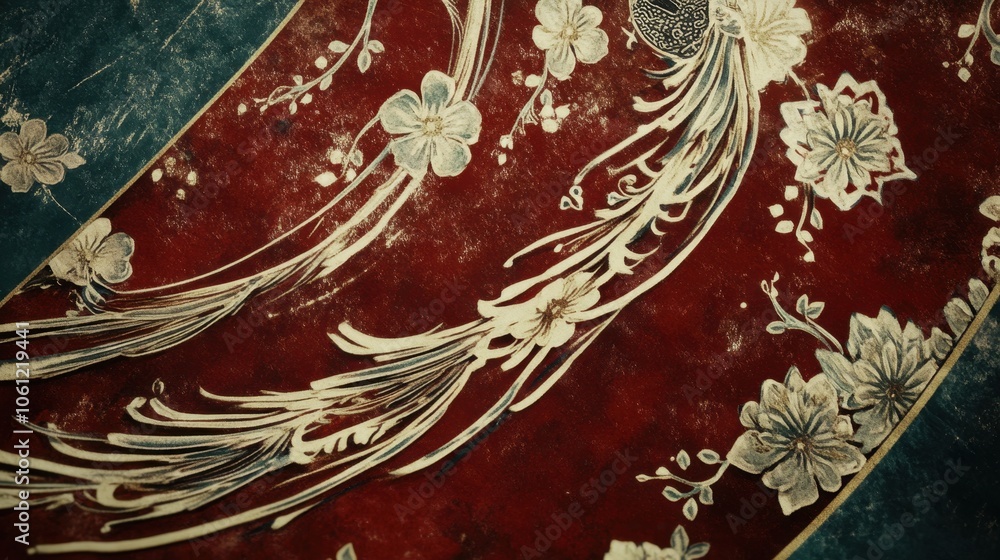 Elegant Floral Tapestry with Intricate Patterns and Rich Colors