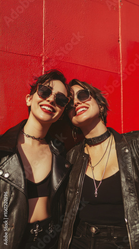 Photo of Happy Hipster Couple. Image is finalized with kodak vista colored Black Urban Lightroom Preset for Instagram.