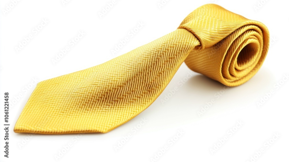 A rolled yellow tie, showcasing a smooth texture and elegant design for formal attire. A rolled yellow tie, showcasing a smooth texture and elegant design for formal attire.