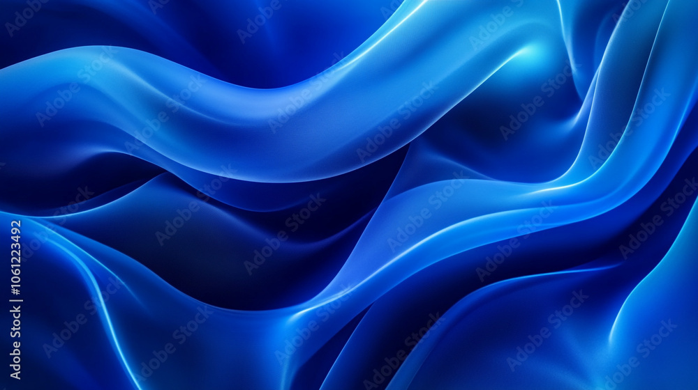 Obraz premium Flowing blue waves of silk fabric creating a smooth and elegant surface during daylight