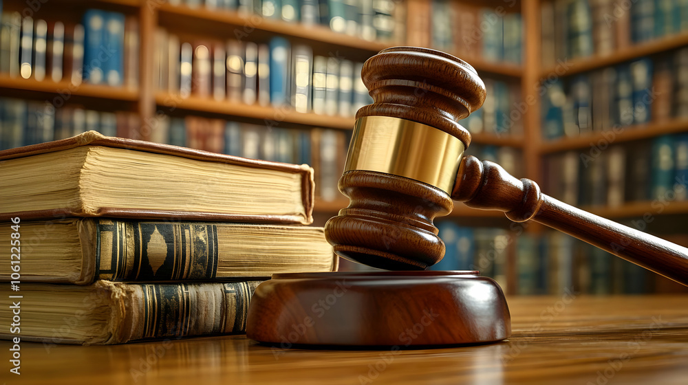 Gavel and Books - Law and Justice Illustration Gavel and Books - Law and Justice Illustration